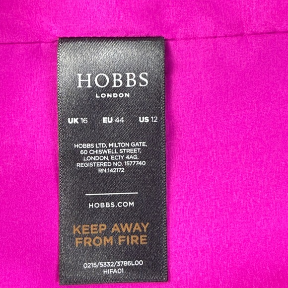 Hobbs London Fuchsia Sheath Dress US 12 Sleeveless Draped Waist Knee Length - Picture 8 of 11